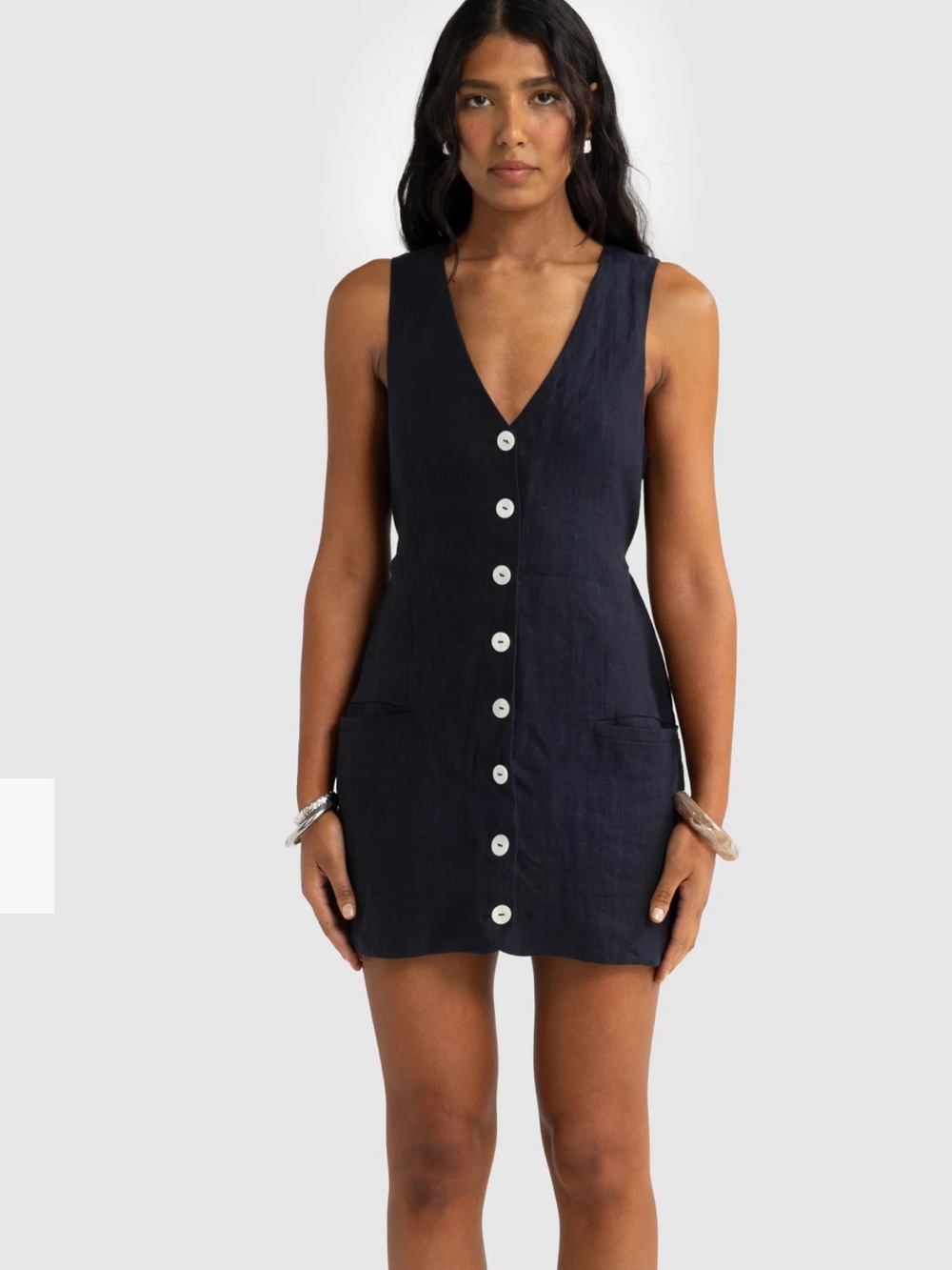 Women’s Sleeveless Navy Tie-Waist Mini Dress